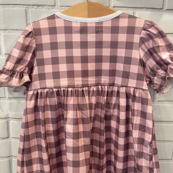 Boutique Marie Nicole Girls 12-18 Months (XS) Pink Plaid Farm Animals Dress - Picture 8 of 9